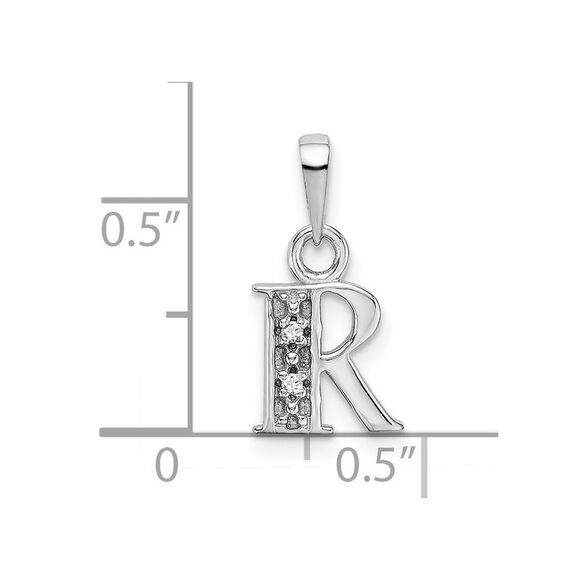 Kazi Luxury 14k White Gold Rhodium-plated Diamond Letter R Initial Pendant